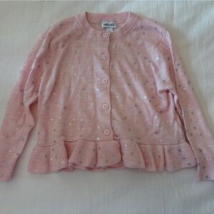 Splendid Light Pink Metallic Heart Ruffle Cardigan